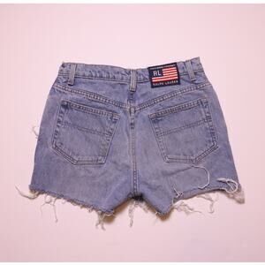 Vintage Ralph Lauren RL Denim Cutoff Shorts Distressed Size 29